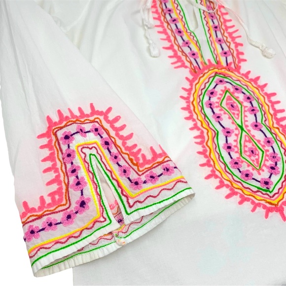 Debbie Katz Embroidered Cotton Tunic Beach Dress Swim Cover-Up Size M - Picture 8 of 14